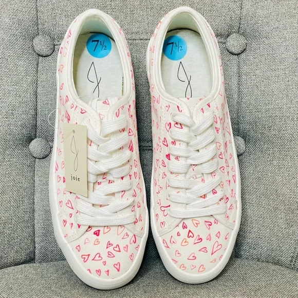 Joie White Platform Laced Low Top Sneaker w/ Watercolor Heart Pattern - $188 NWT - Picture 3 of 6